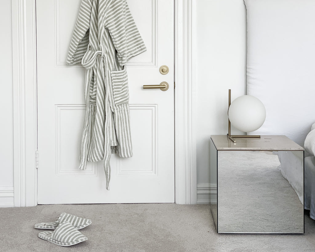 Business & Pleasure Robe & Slipper Set Lauren Sage Stripe ORNAMENT