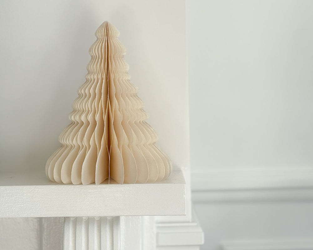 Standing Paper Tree Christmas Decoration | Ivory | 24cm