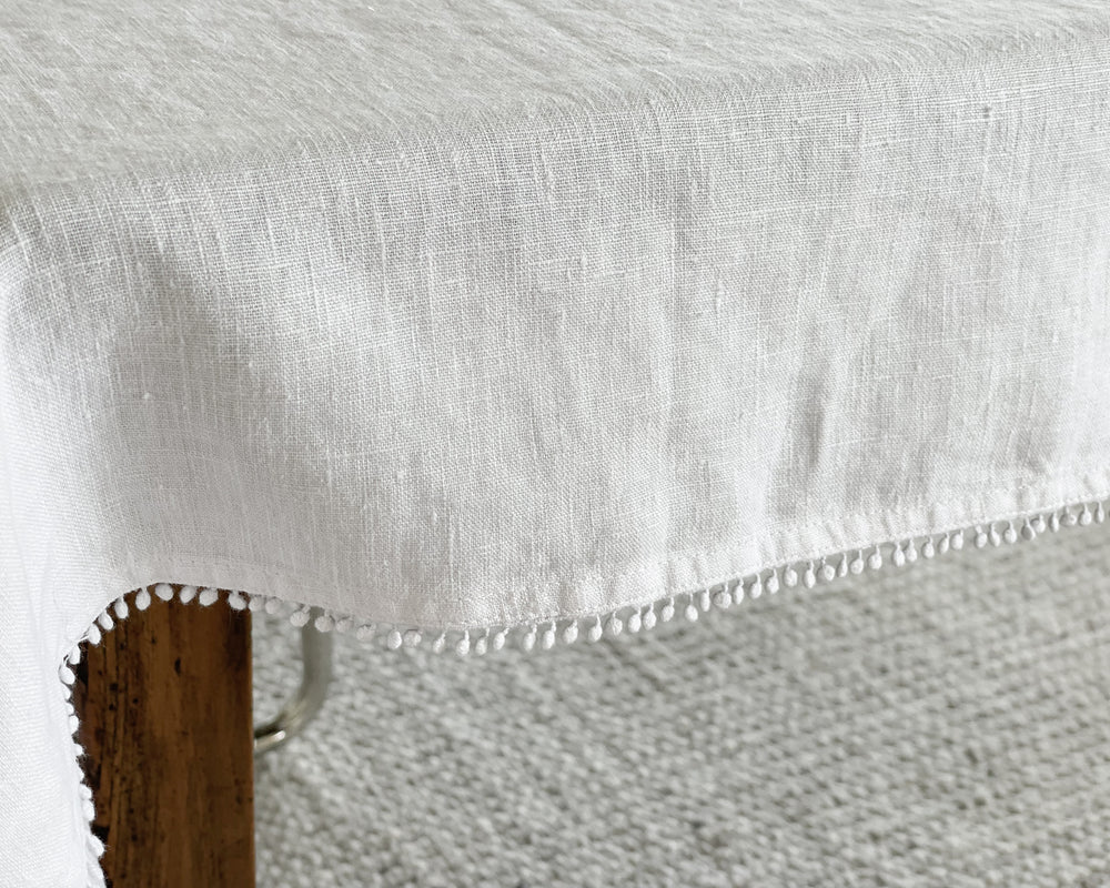 Bauble Linen Table Cloth | White