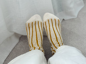 Yahae Socks | Organic Cotton Mohair Stripe | Yellow