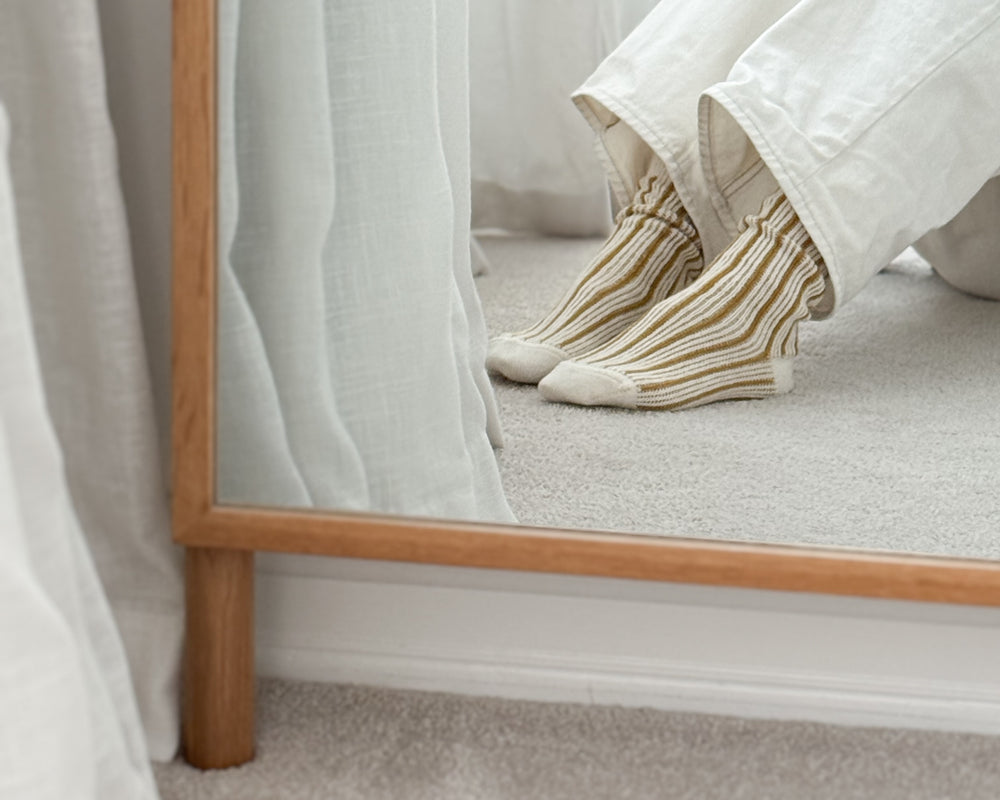 Yahae Socks | Organic Cotton Mohair Stripe | Yellow