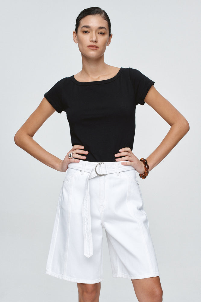 Marle | Belted Jean Short | Blanc