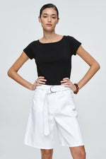Marle | Belted Jean Short | Blanc