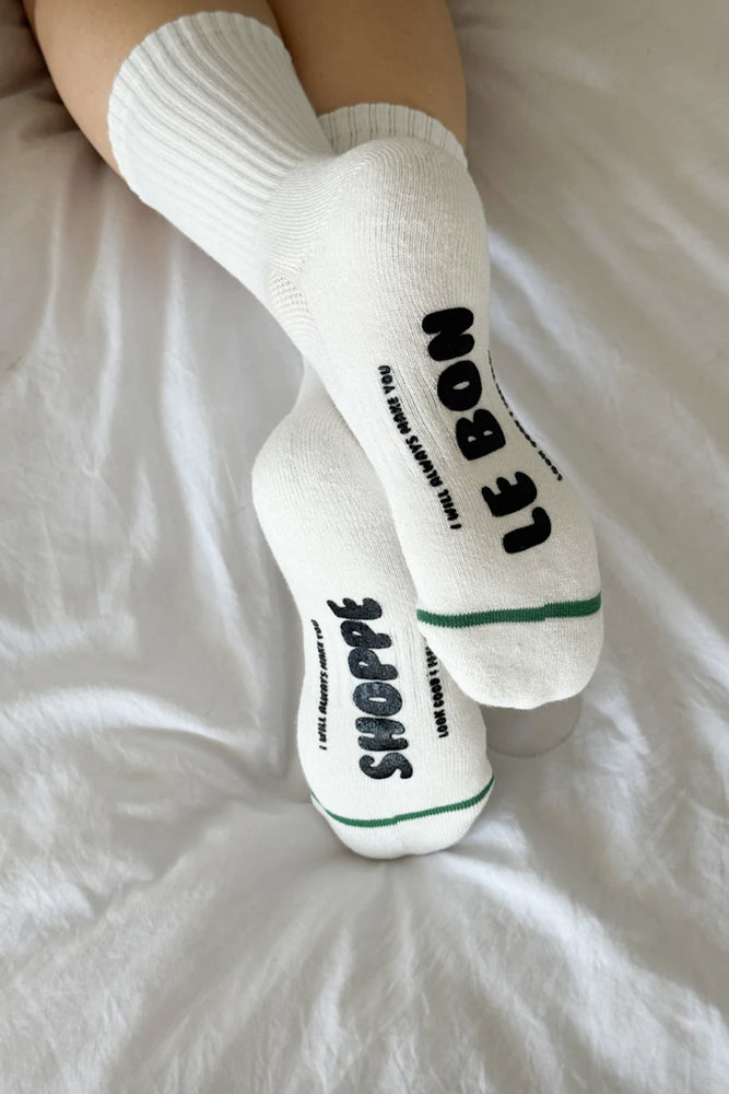Le Bon Shoppe | Hugger Socks | White/Black