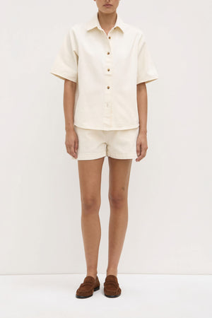 Assembly Label | Boxy Denim Short Sleeve Shirt | Ecru
