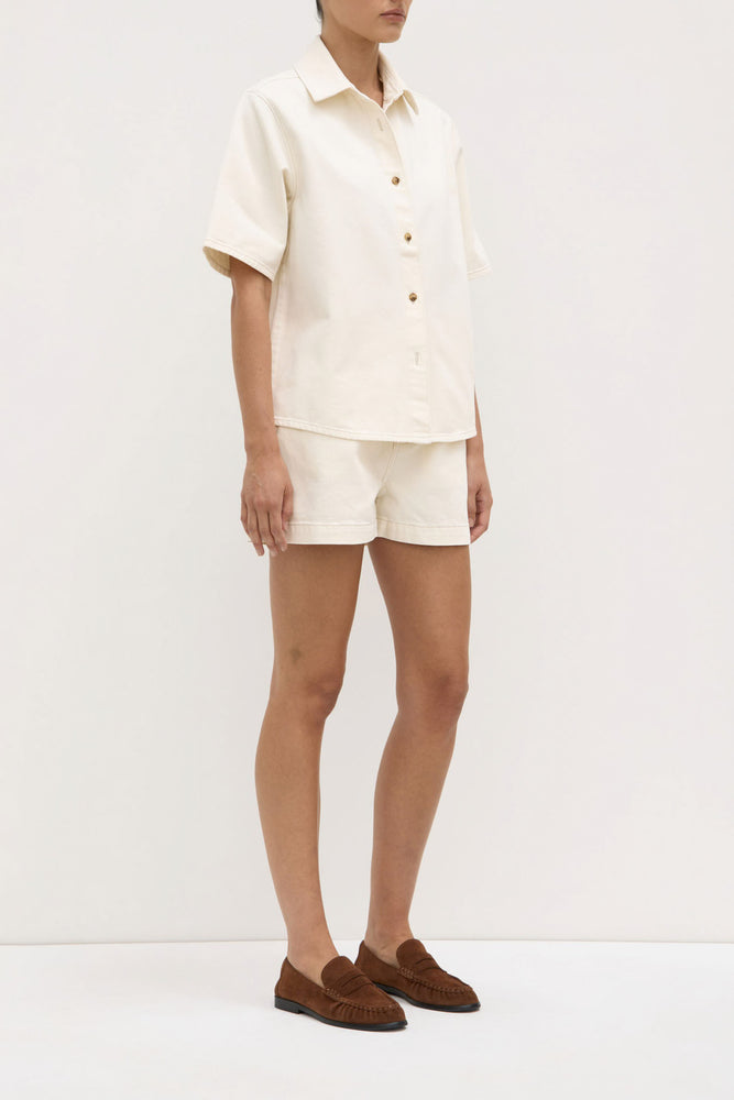 Assembly Label | Boxy Denim Short Sleeve Shirt | Ecru
