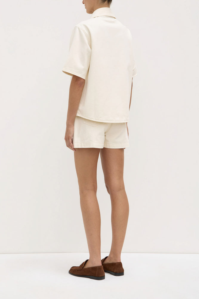 Assembly Label | Boxy Denim Short Sleeve Shirt | Ecru