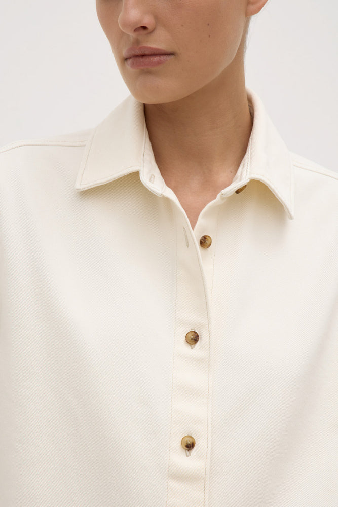 Assembly Label | Boxy Denim Short Sleeve Shirt | Ecru