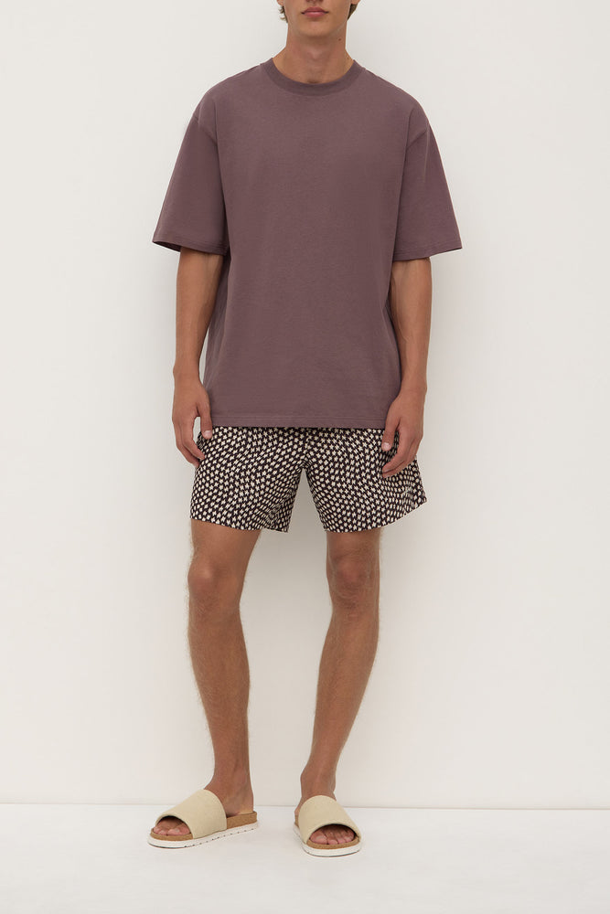 Assembly Label | Cascade Print Swim Short | Washed Black/Cream