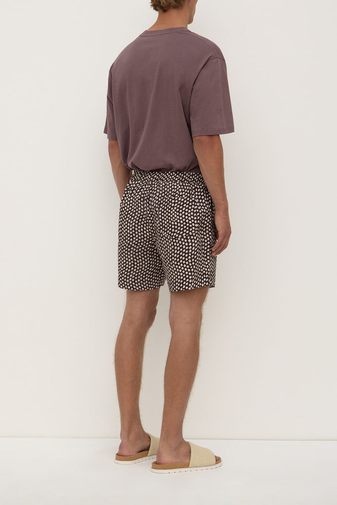 Assembly Label | Cascade Print Swim Short | Washed Black/Cream