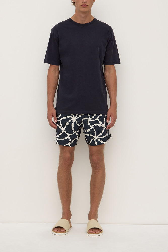 Assembly Label | Cove Print Swim Short | True Navy/Cream