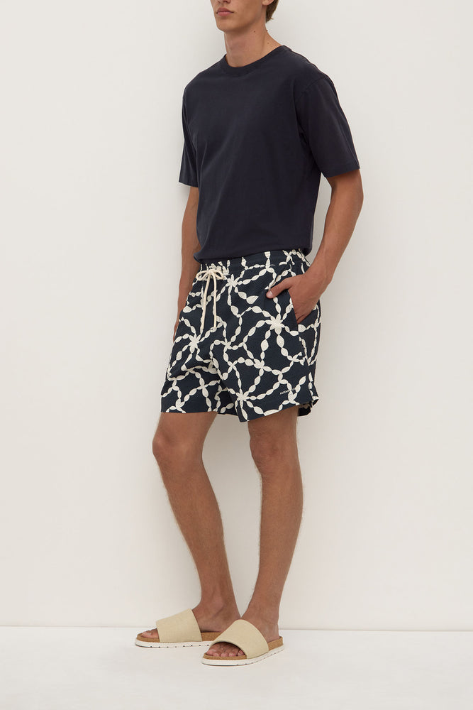 Assembly Label | Cove Print Swim Short | True Navy/Cream