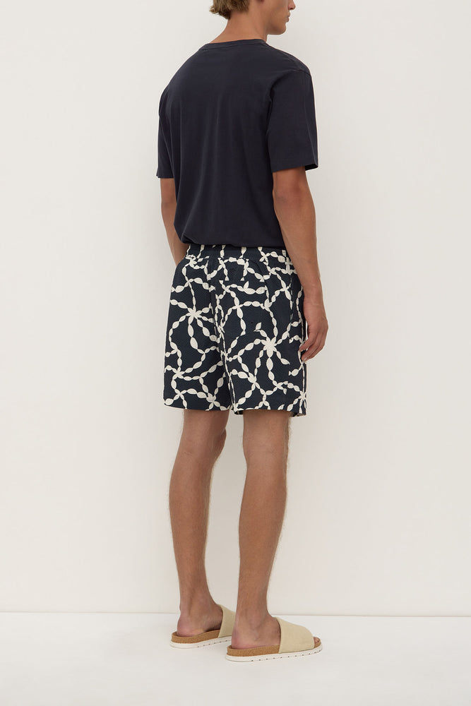 Assembly Label | Cove Print Swim Short | True Navy/Cream