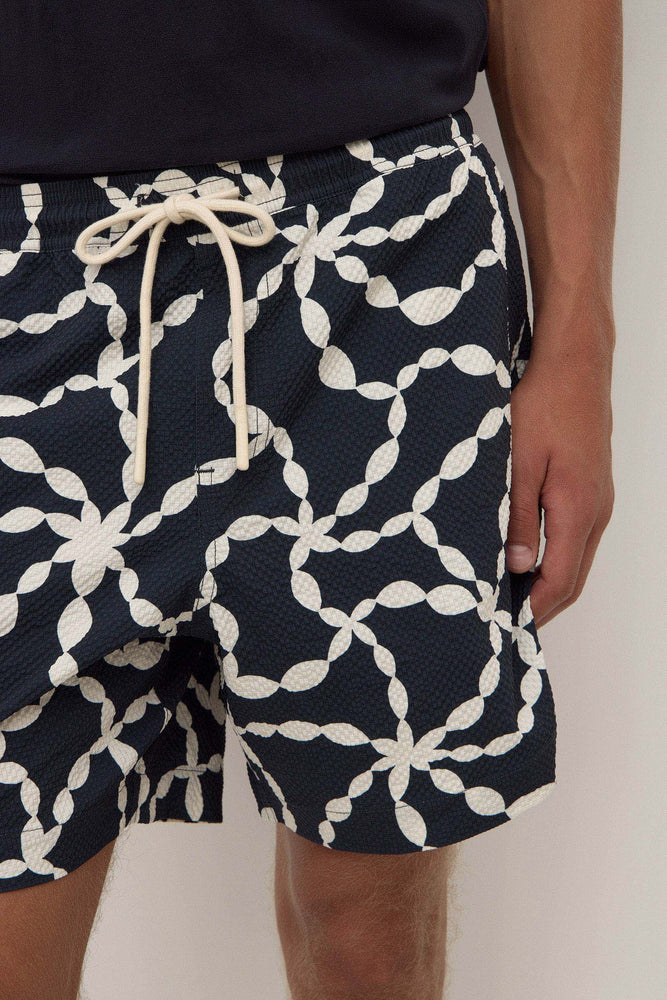 Assembly Label | Cove Print Swim Short | True Navy/Cream