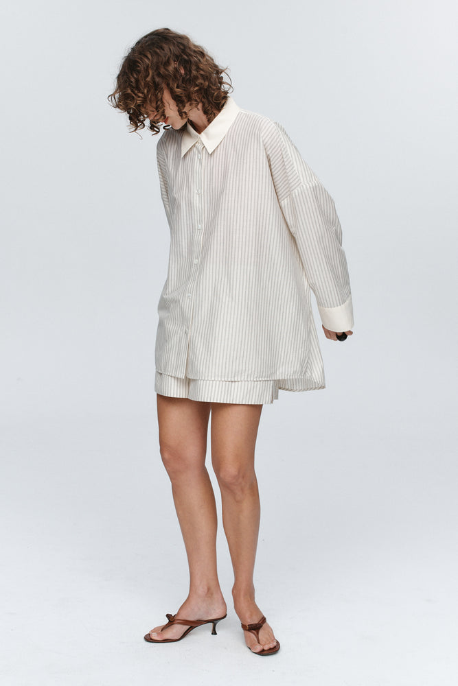Marle | Edie Shirt | Grey Stripe