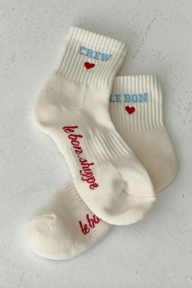 Le Bon Shoppe | Embroidered Crew Sock | Vanilla