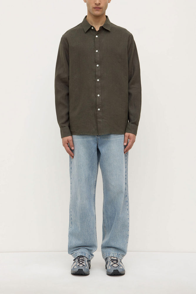 Assembly Label | Everyday Mens Linen Long Sleeve Shirt | Sorrel