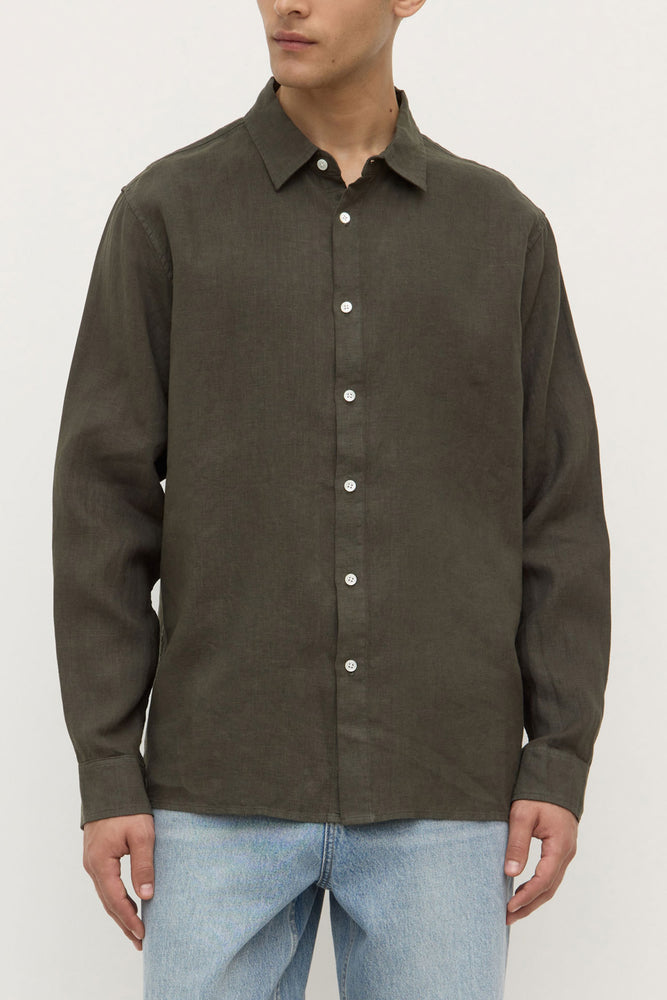 Assembly Label | Everyday Mens Linen Long Sleeve Shirt | Sorrel