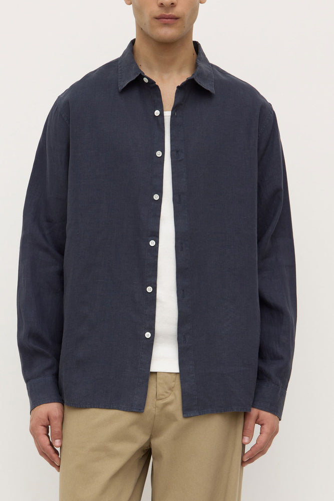 Assembly Label | Everyday Linen Long Sleeve Shirt | True Navy