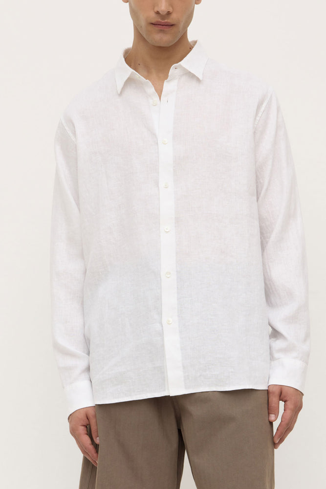 Assembly Label | Everyday Mens Linen Long Sleeve Shirt | White