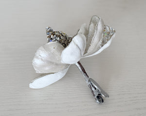 Grand Jewelled Magnolia Flower Clip