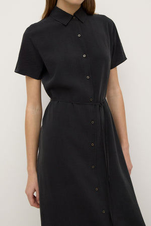 Assembly Label | Heather Silk Blend Shirt Dress | Black
