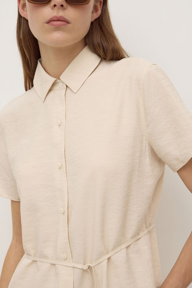 Assembly Label | Heather Silk Blend Shirt Dress | Tapioca