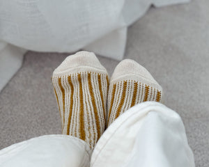 Yahae Socks | Organic Cotton Mohair Stripe | Yellow