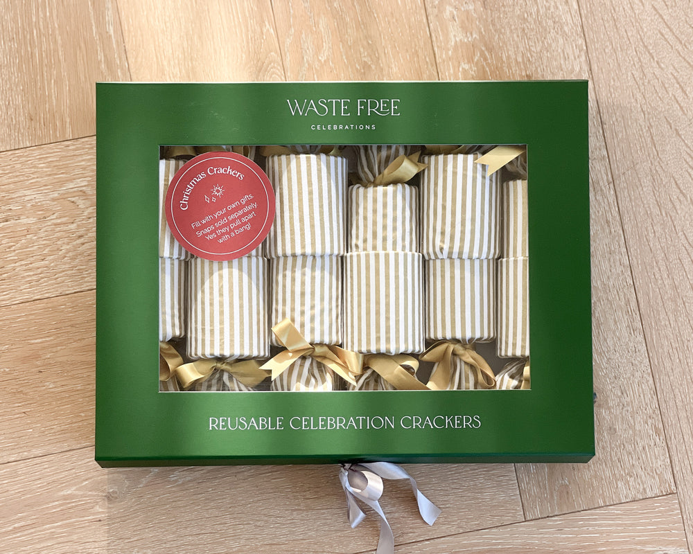 Reusable Christmas Crackers | Set of 6 | Gold Stripe