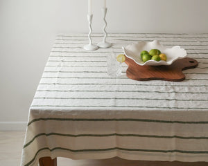 Linen Table Cloth | Lichen Stripe