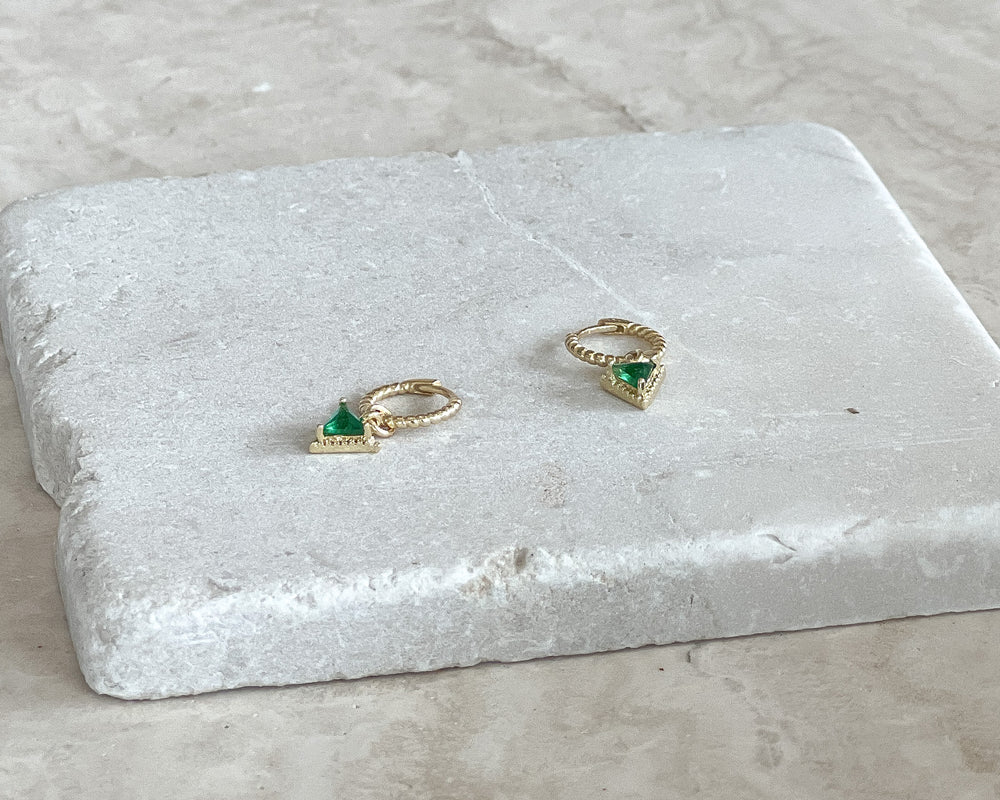 Prism Sleeper Earrings | Emerald & Gold