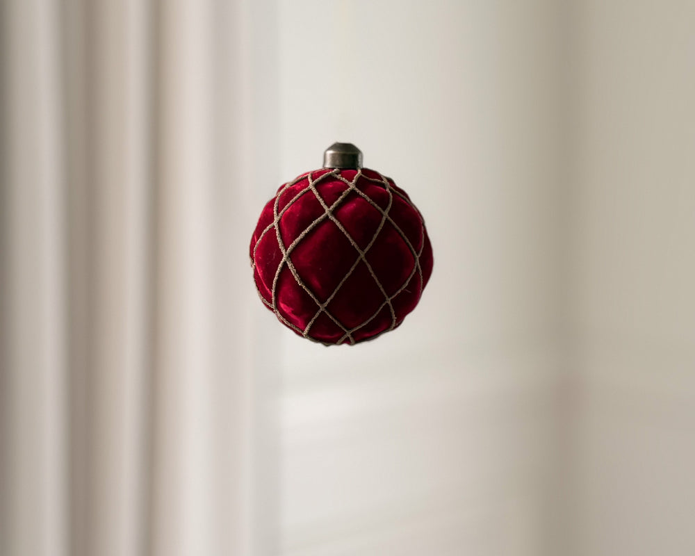 Burgundy Velvet Quilted Bauble