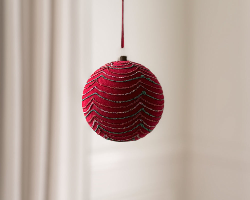 Red Velvet Webbed Bauble Decoration