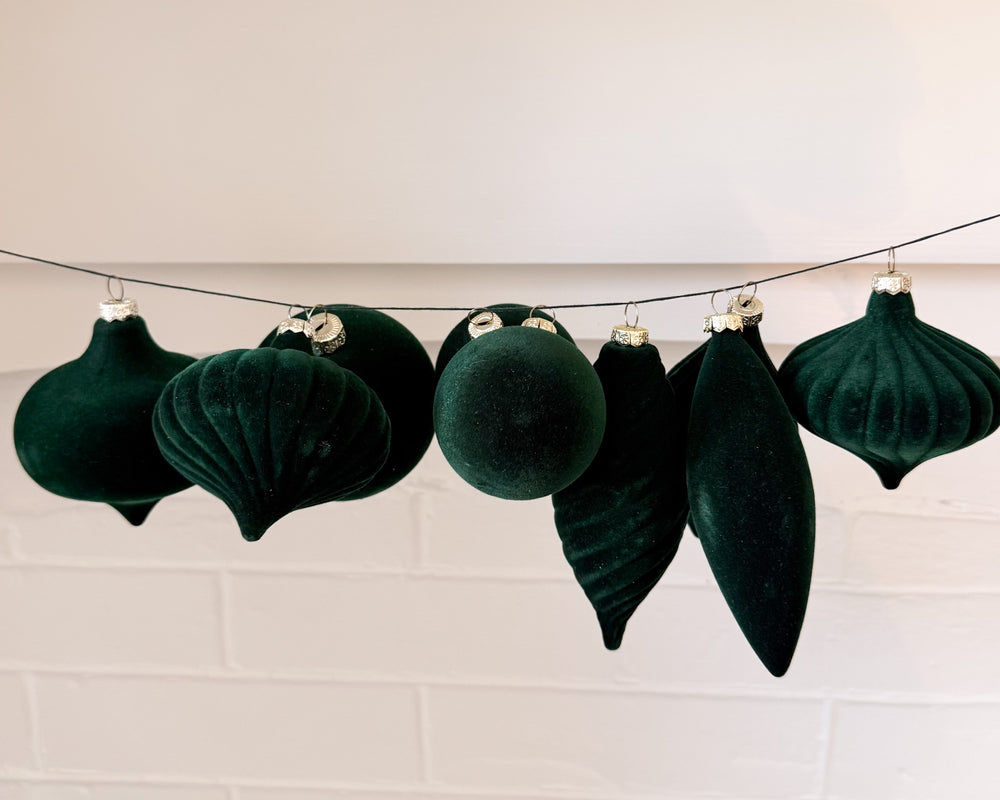 Velvet Bauble Decorations Set | Emerald