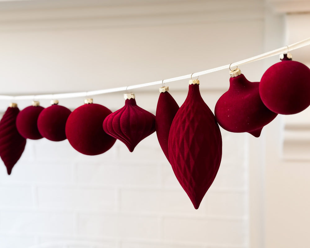 Velvet Bauble Decoration Set | Burgundy