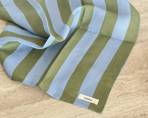 Linen Tea Towel | Periwinkle & Olive Stripe