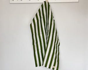 Linen Tea Towel |  Olive Stripe