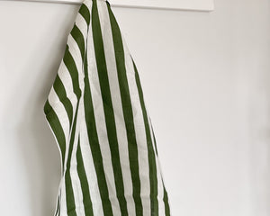 Linen Tea Towel |  Olive Stripe