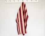 Linen Tea Towel | Peach & Burgundy Stripe