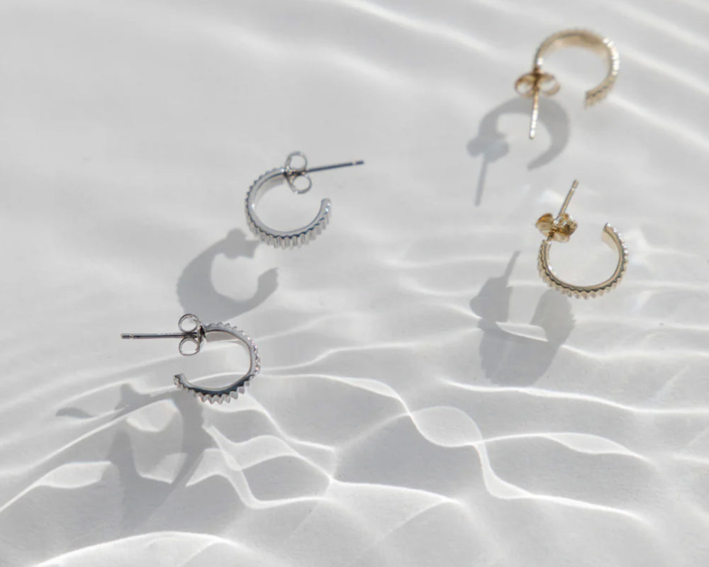 Sophie | Lines Hoop Studs | Gold