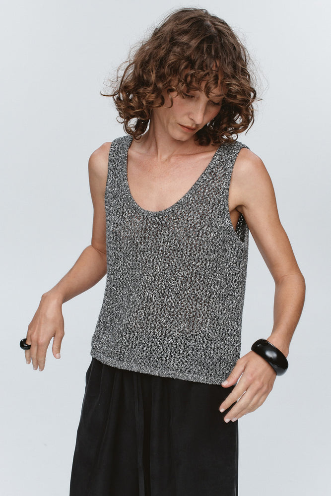 Marle | Nova Top | Black/Ivory Melange
