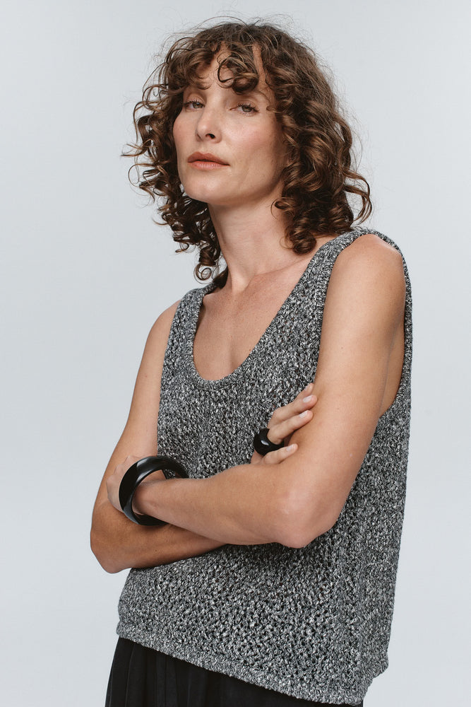 Marle | Nova Top | Black/Ivory Melange