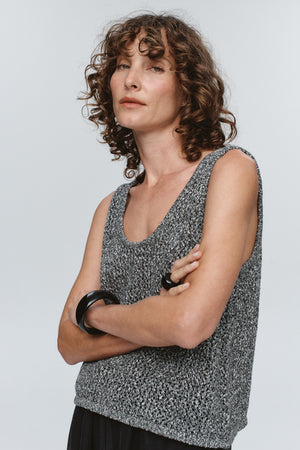 Marle | Nova Top | Black/Ivory Melange