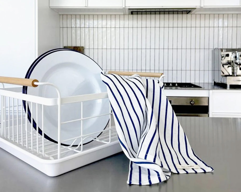 Linen Tea Towel | French Nautical Navy Stripe
