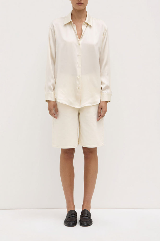 Assembly Label | Pippa Silk Long Sleeve Shirt | Cream