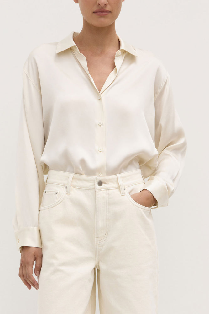 Assembly Label | Pippa Silk Long Sleeve Shirt | Cream