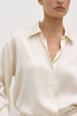 Assembly Label | Pippa Silk Long Sleeve Shirt | Cream