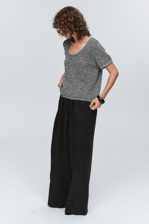Marle | Rumi Top | Black/Ivory Melange