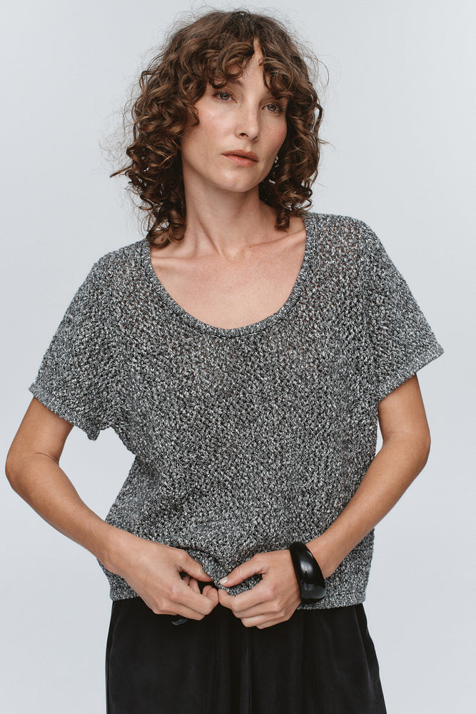 Marle | Rumi Top | Black/Ivory Melange
