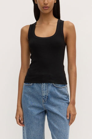 Assembly Label | Robyn Scoop Neck Rib Tank | Black